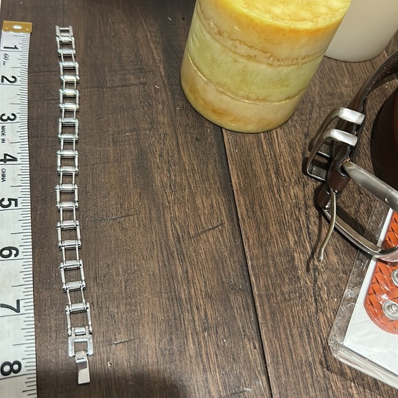 Polished Stainless Steel Bike Chain Link Bracelet - Picture 13 of 14